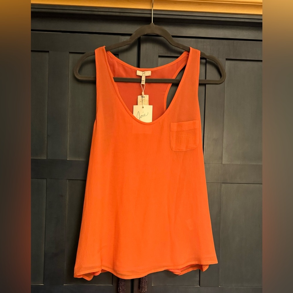 Coral racer back silk Joie top